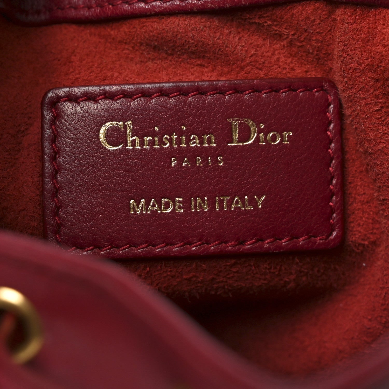 Christian Dior Lambskin Cannage Miss Dior Bucket Bag Cherry Red