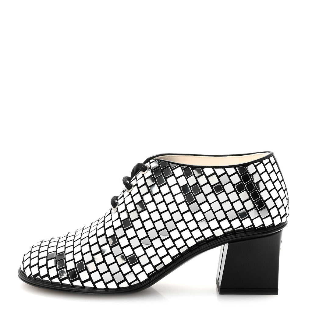 Mirror Facets Lace Up Boots 36.5 Silver