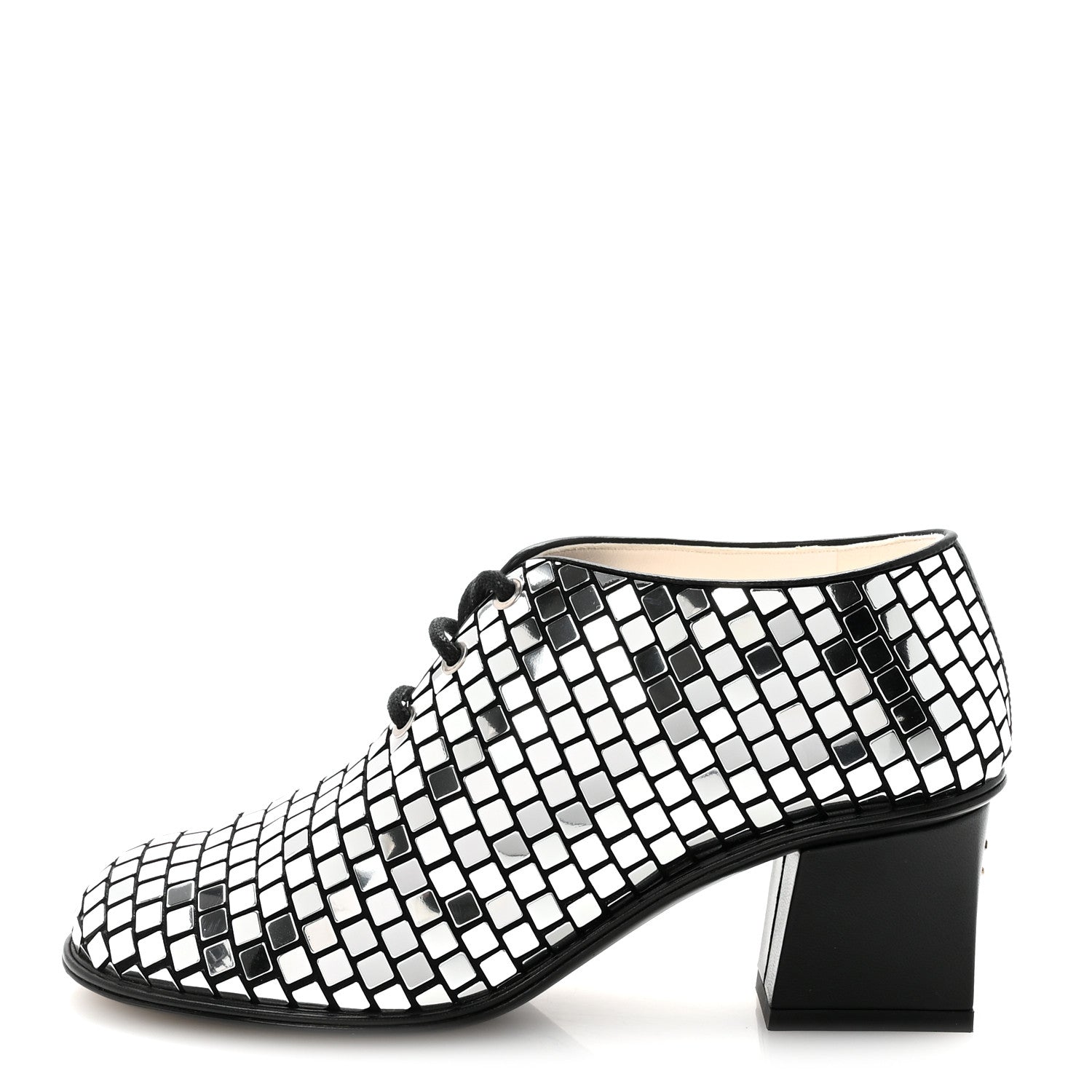 Mirror Facets Lace Up Boots 36.5 Silver