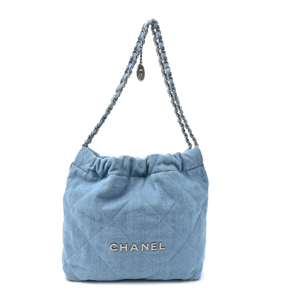 Chanel Denim Quilted Chanel 22 Light Blue