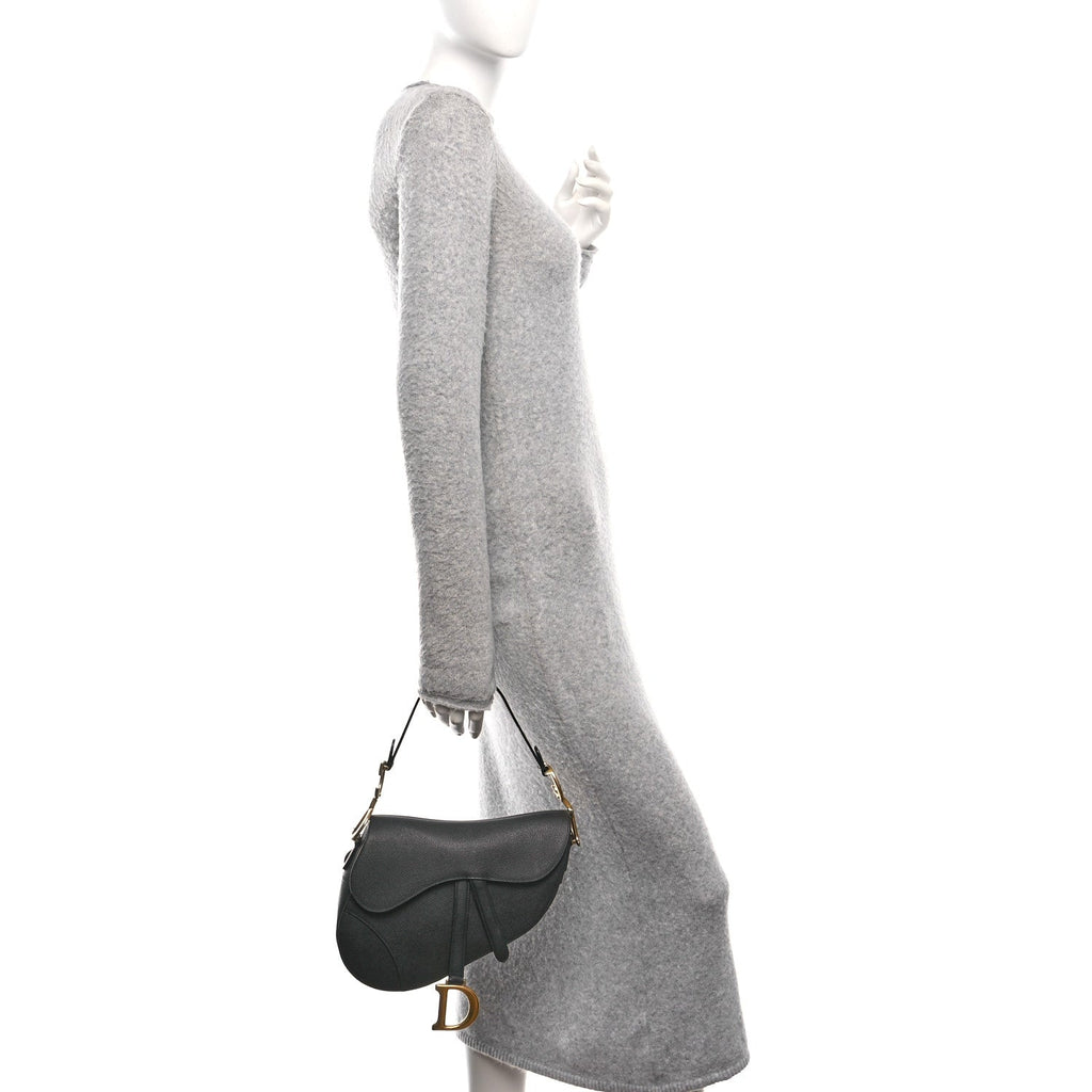 Christian Dior Grained Calfskin Saddle Bag Black