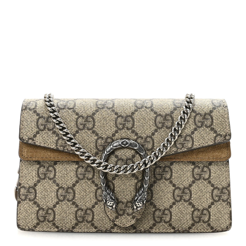 Gucci GG Supreme Monogram Super Mini Dionysus Shoulder Bag Taupe