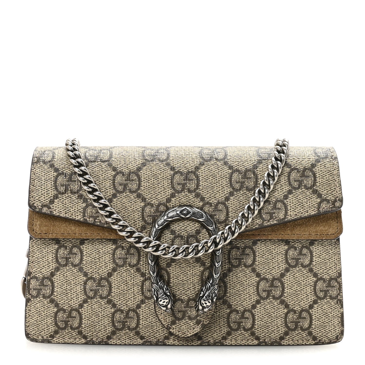 Gucci GG Supreme Monogram Super Mini Dionysus Shoulder Bag Taupe