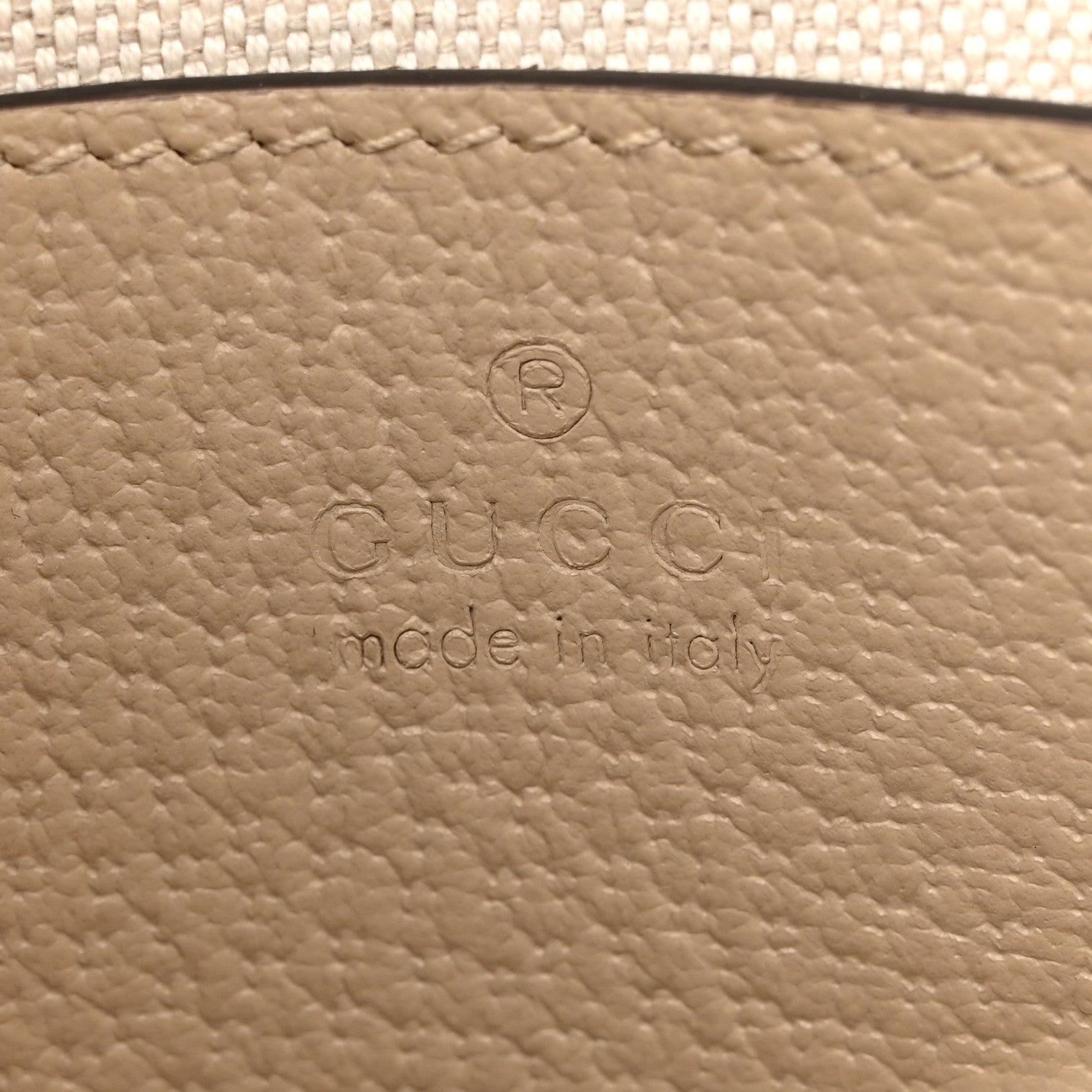 Gucci GG Supreme Monogram Textured Dollar Calfskin Web Mini Horsebit 1955 Shoulder Bag Beige Mystic White Oatmeal
