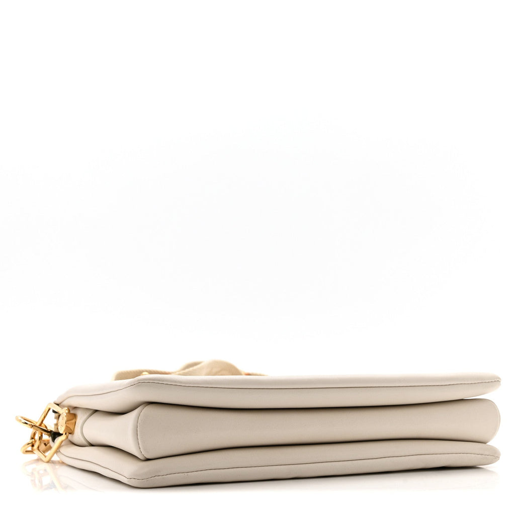 Louis Vuitton Lambskin Embossed Monogram Coussin PM Beige Cream