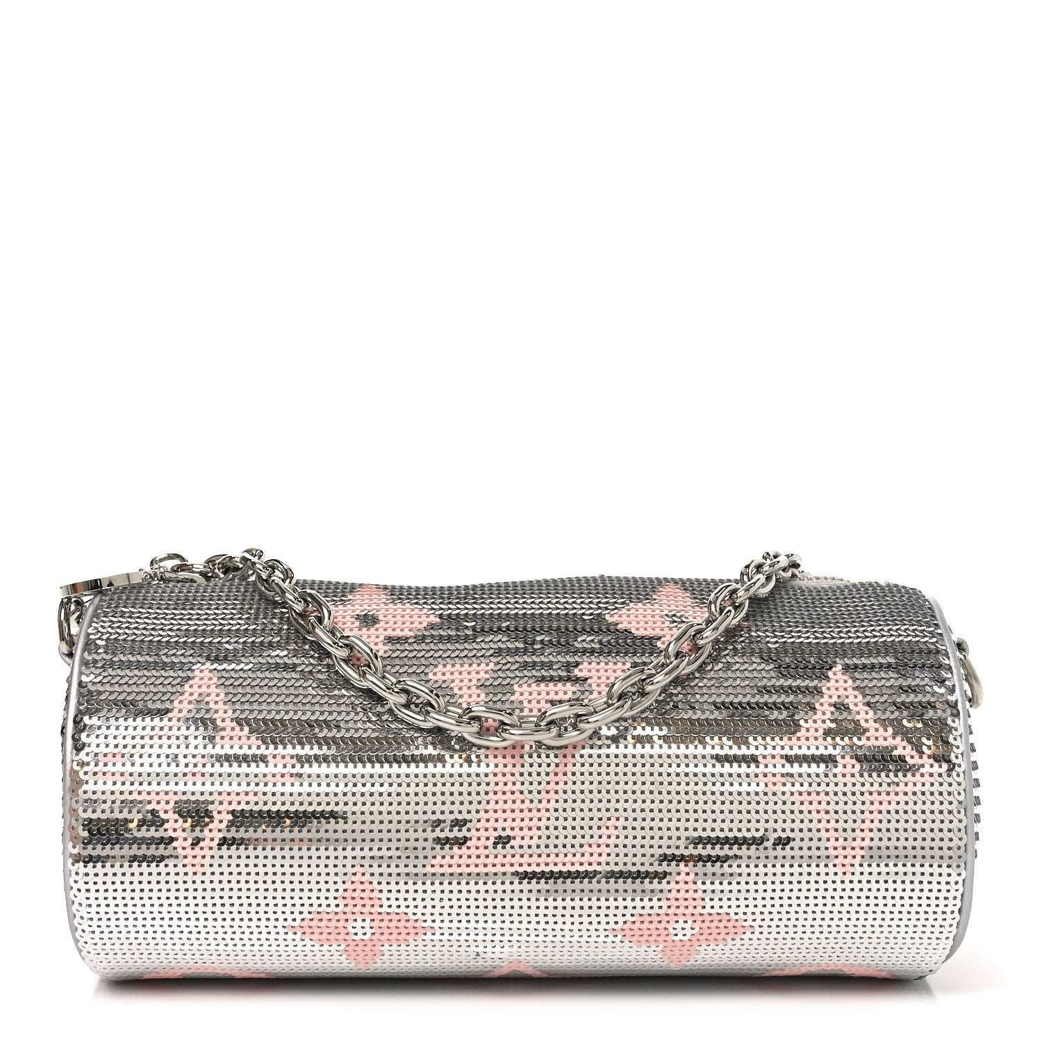 Louis Vuitton Satin Sequin Monogram Giant Papillon Silver Pink