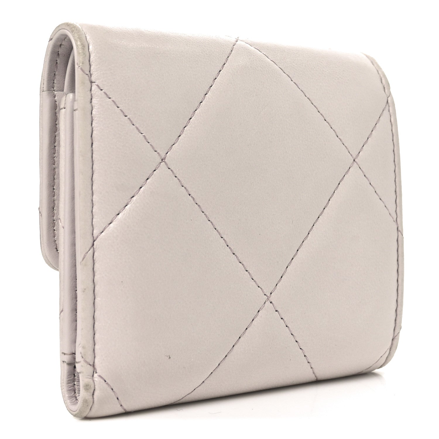 Goatskin Quilted Chanel 19 Small Flap Wallet Light Purple