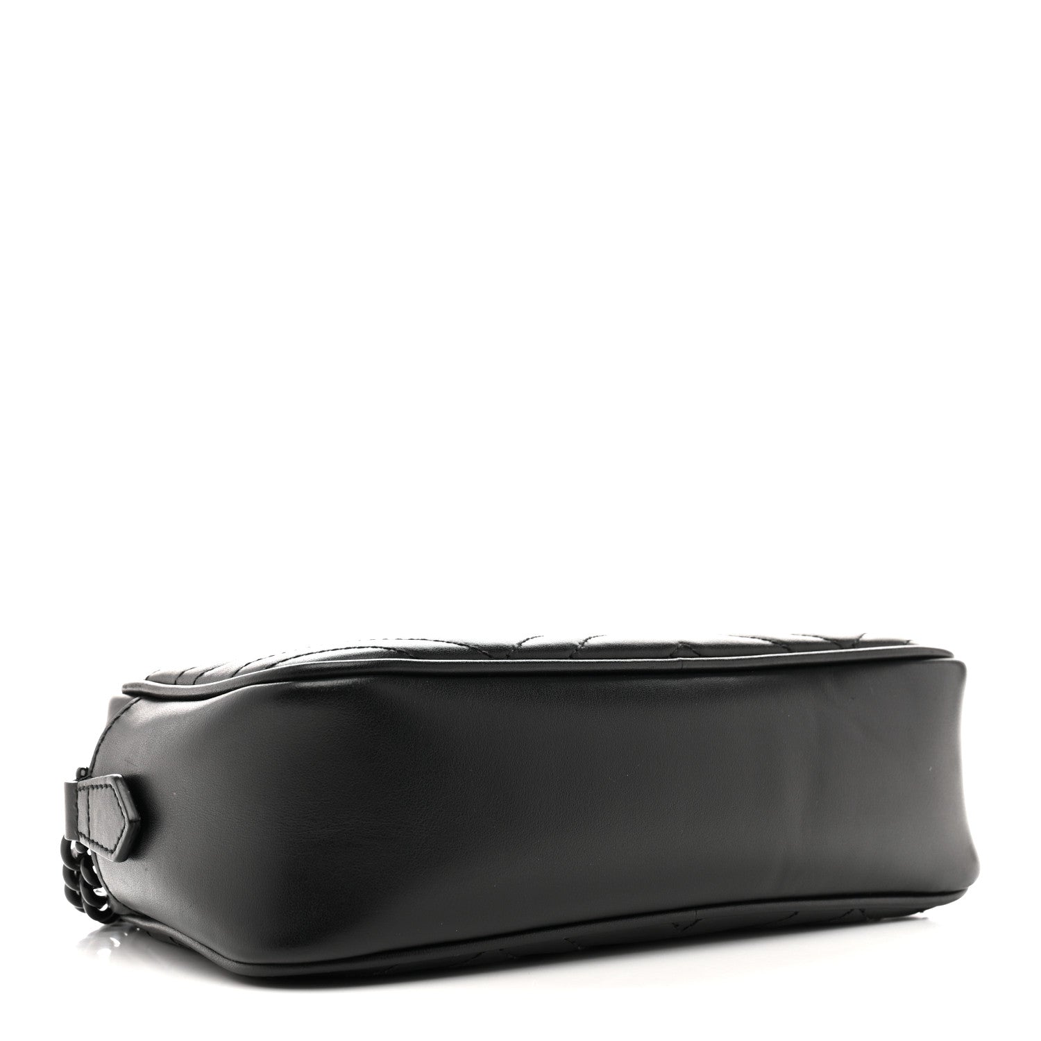 Gucci Calfskin Matelasse Monochrome Small GG Marmont Chain Shoulder Bag Black