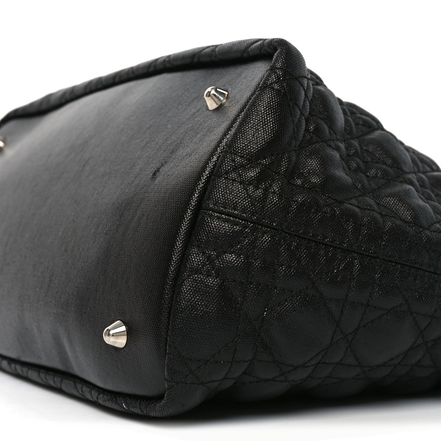 Christian Dior Coated Canvas Cannage Small Panarea Tote Black