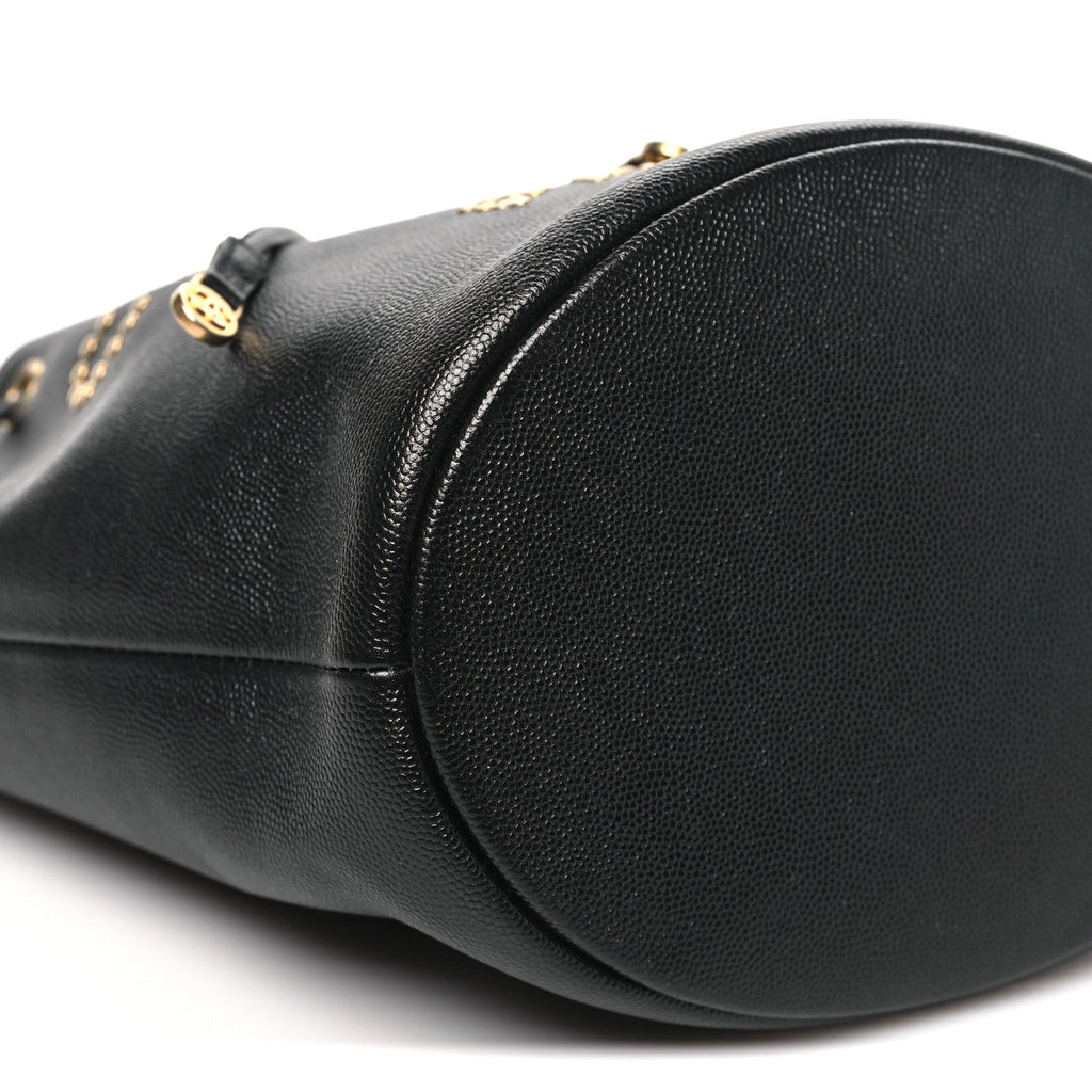 Chanel Caviar Deauville Drawstring Bucket Bag Black