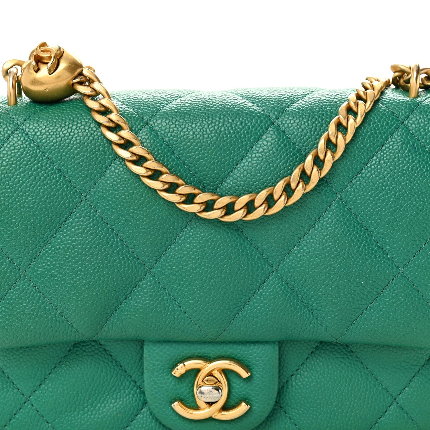 Chanel Caviar Quilted Sweetheart Flap Green