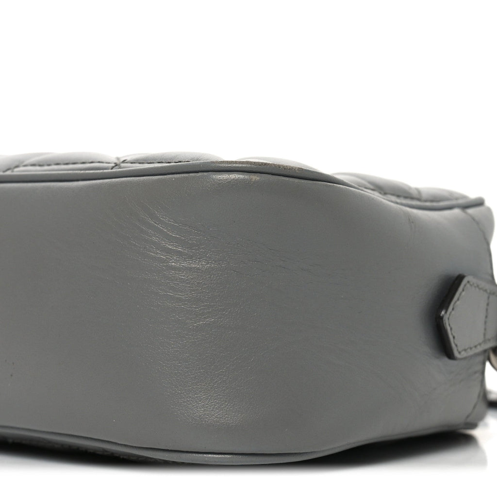 Gucci Calfskin Matelasse Aria Small GG Marmont Chain Shoulder Bag Deep Grey