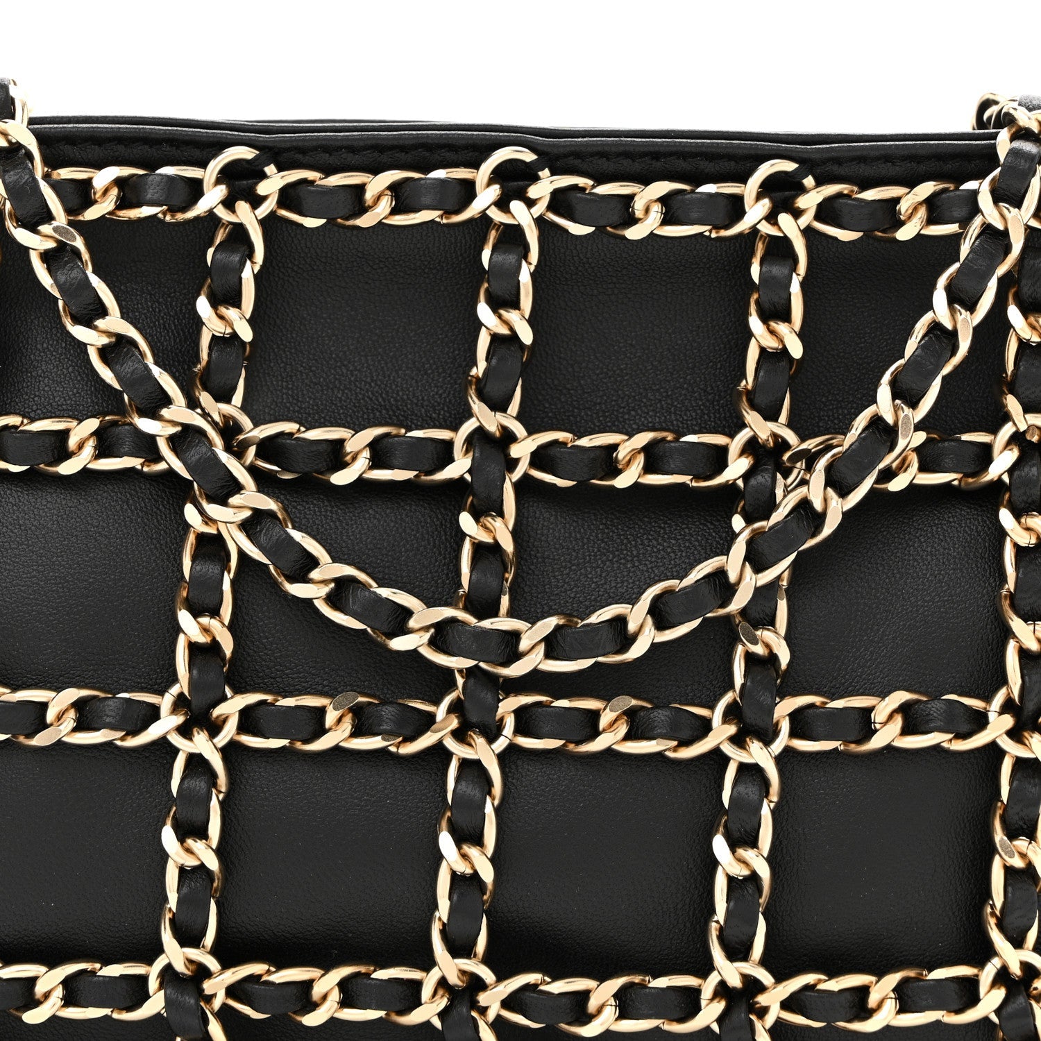 Chanel Lambskin Chain Frame Shoulder Bag Black