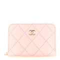 Caviar Quilted Zip Coin Purse Pink