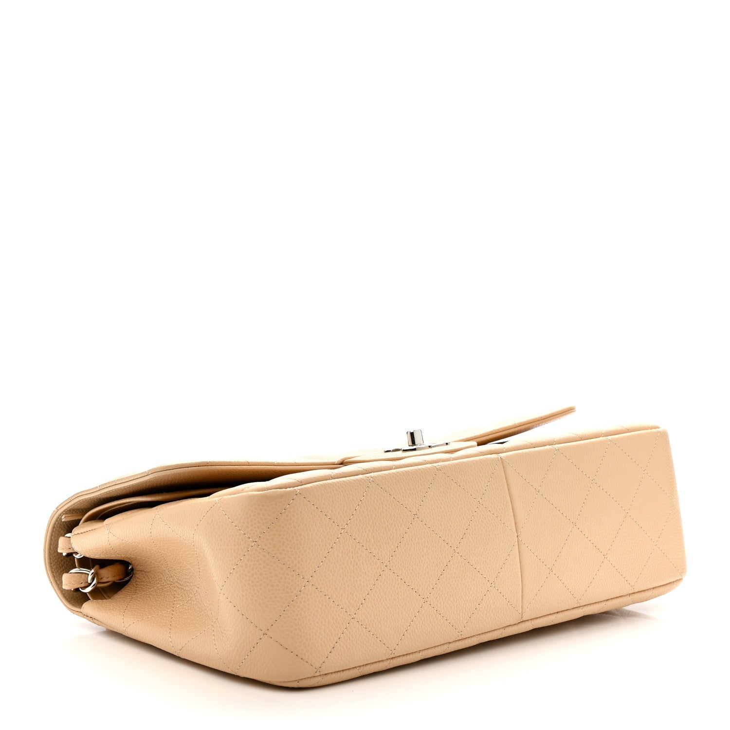 Chanel Caviar Quilted Jumbo Double Flap Light Beige