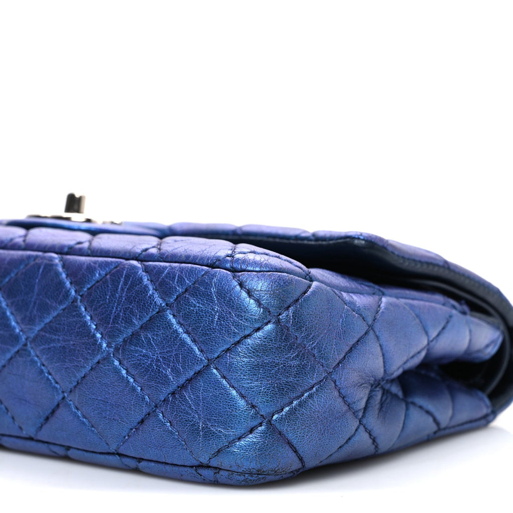 Chanel Metallic Lambskin Quilted Medium Double Flap Turquoise