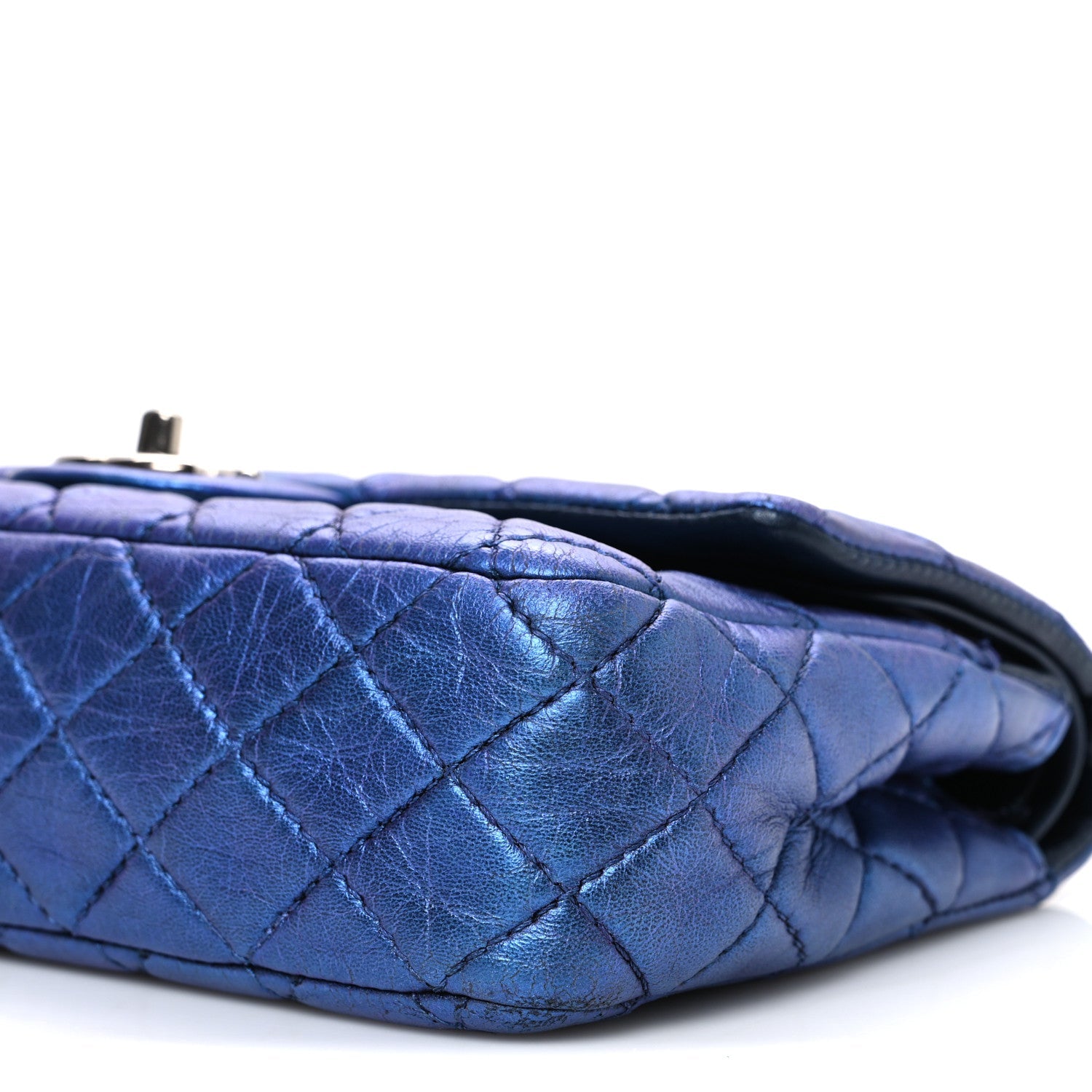 Chanel Metallic Lambskin Quilted Medium Double Flap Turquoise