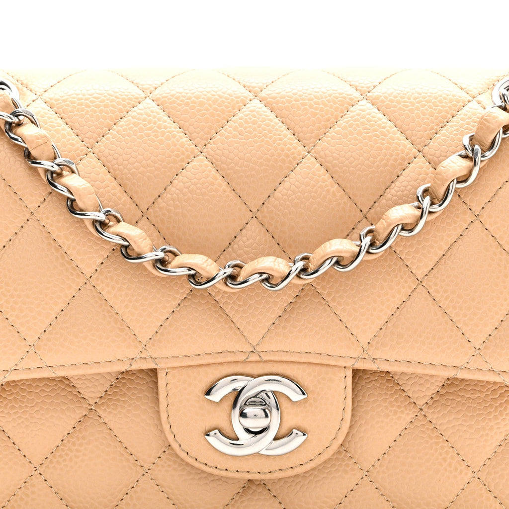 Chanel Caviar Quilted Small Double Flap Beige