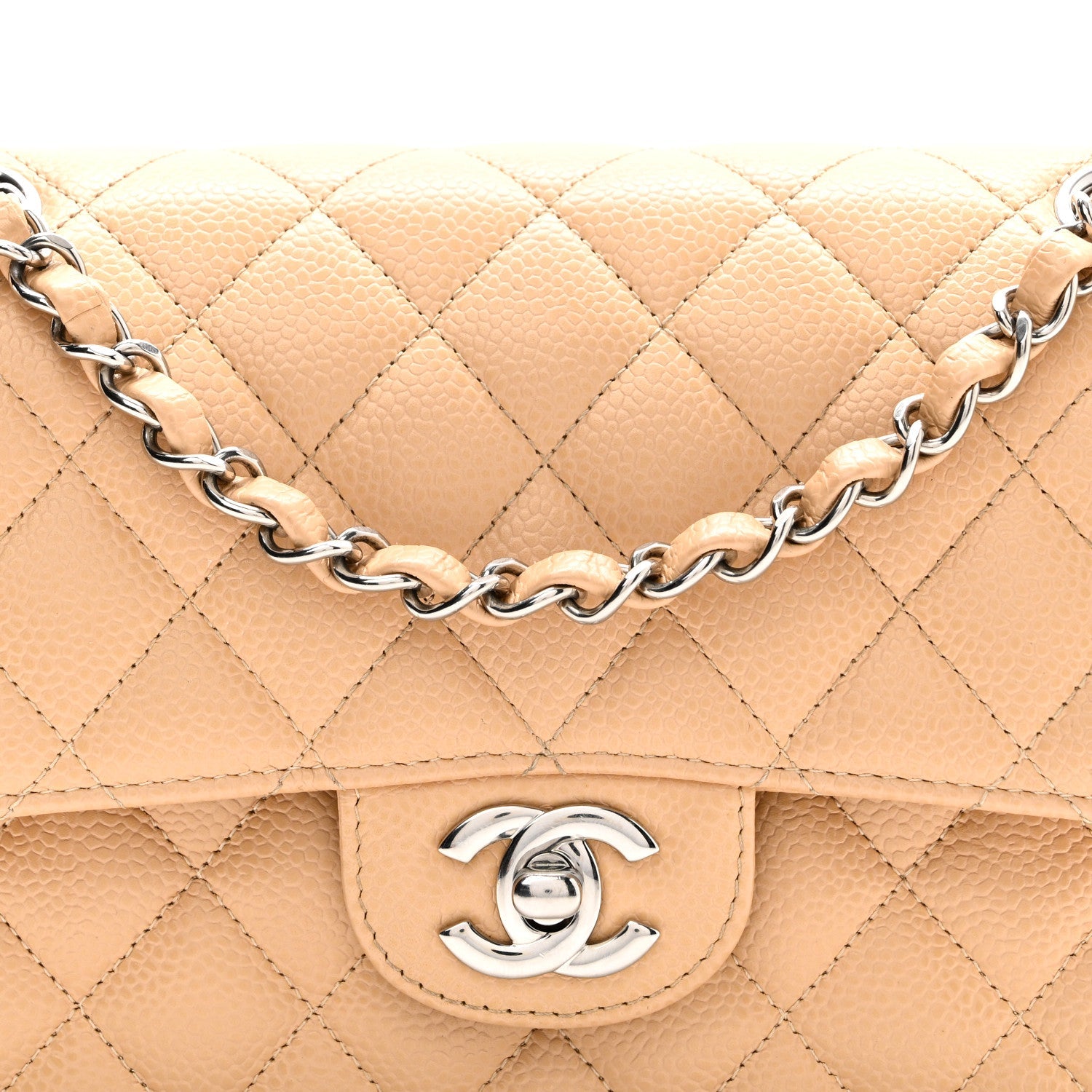 Chanel Caviar Quilted Small Double Flap Beige