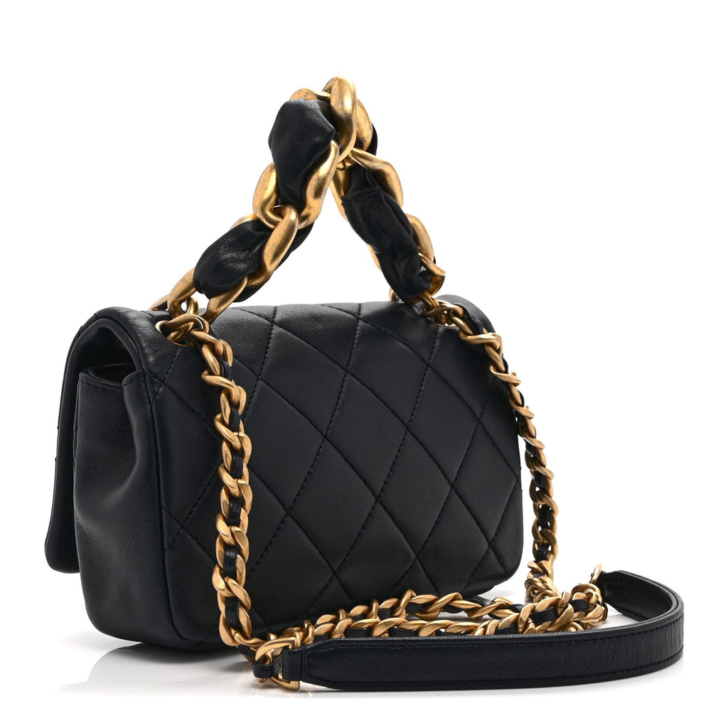 Chanel Shiny Lambskin Small Chain Is More Flap Navy Blue