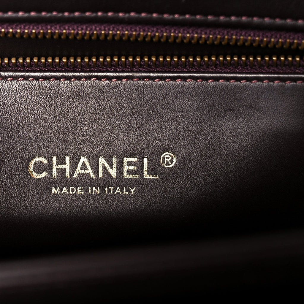 Chanel Lizard Lambskin Quilted Large Perfect Edge Flap Burgundy
