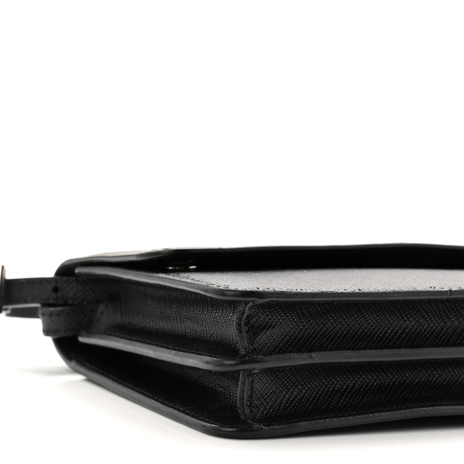 Prada Saffiano Metal Flap Wallet With Strap Black