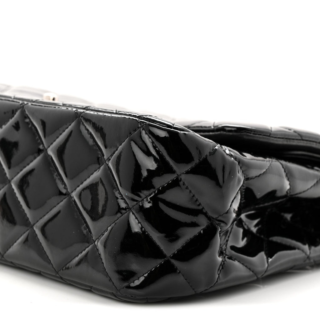 Chanel Patent Quilted Jumbo Double Flap Black