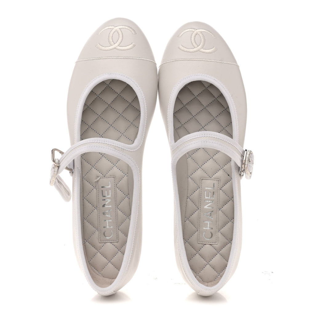 Lambskin Mary Jane Flats 40 White