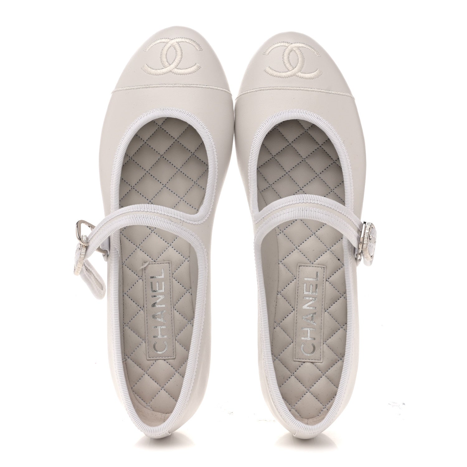 Lambskin Mary Jane Flats 40 White