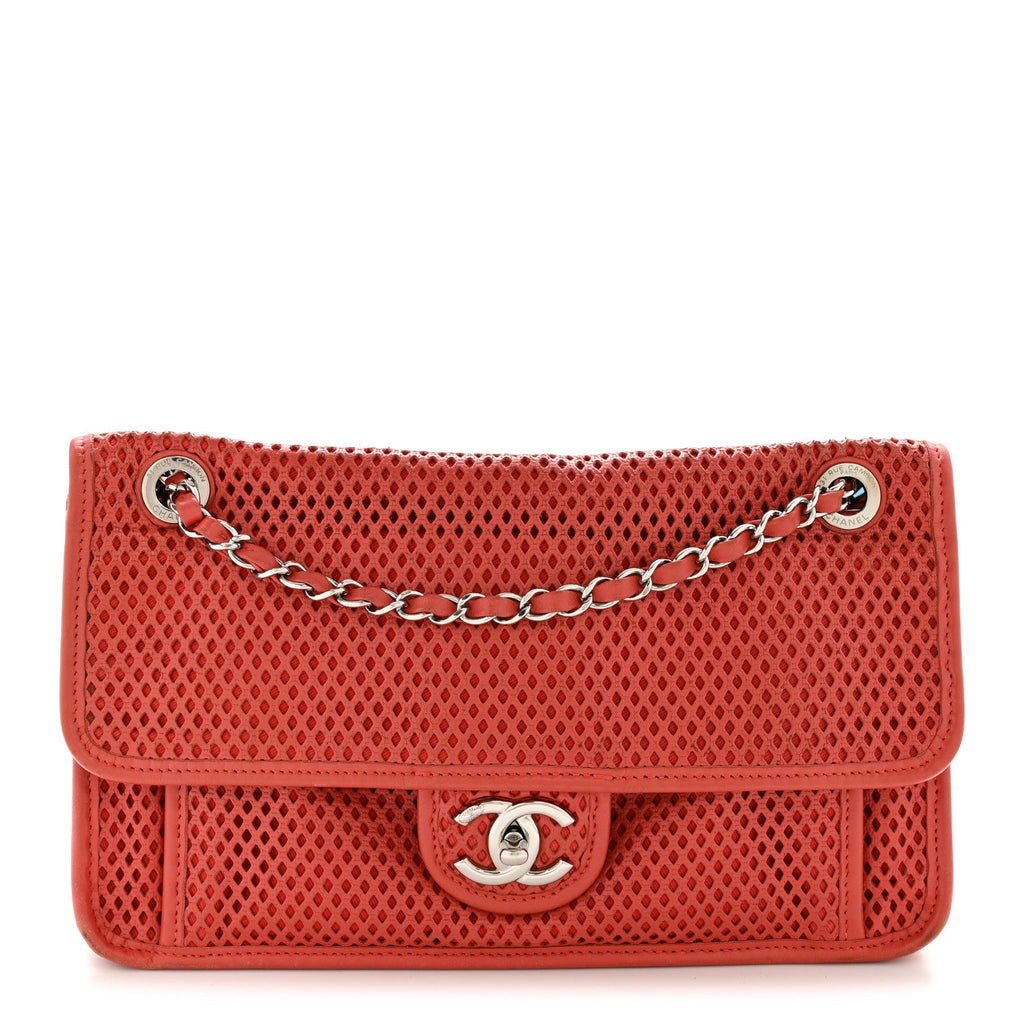 Chanel Perforated Calfskin Large Up In The Air Flap Red