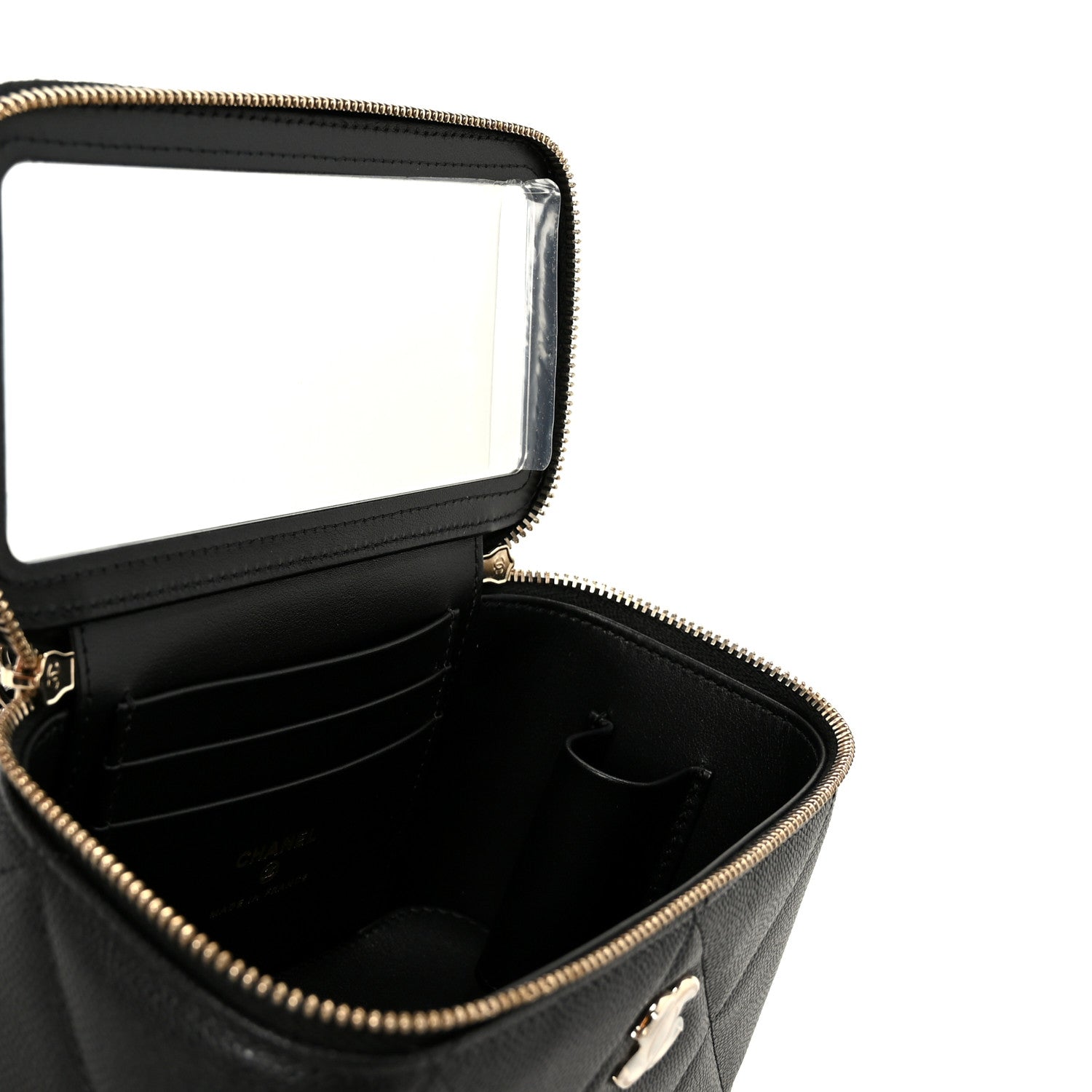 Chanel Caviar Quilted Top Handle Long Vanity Black