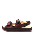 Calf Hair Suede Shearling Dad Sandals 37.5 Burgundy Black