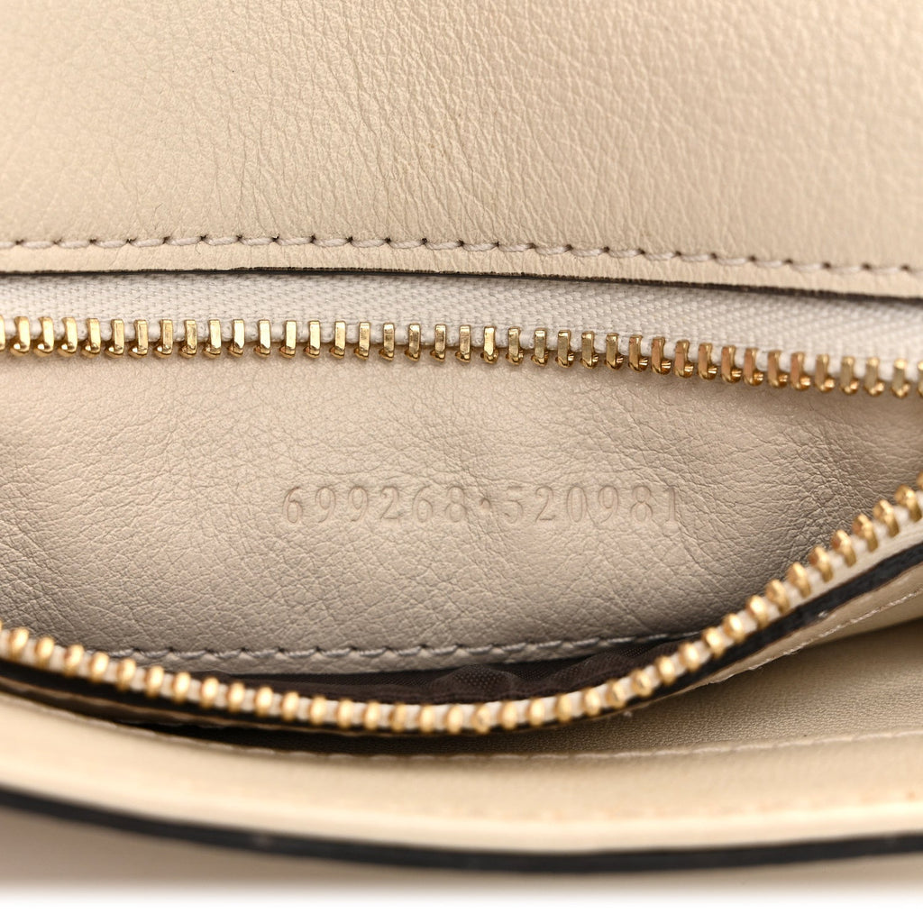Gucci Roxy Calfskin Blondie Chain Shoulder Flap Bag Mystic White