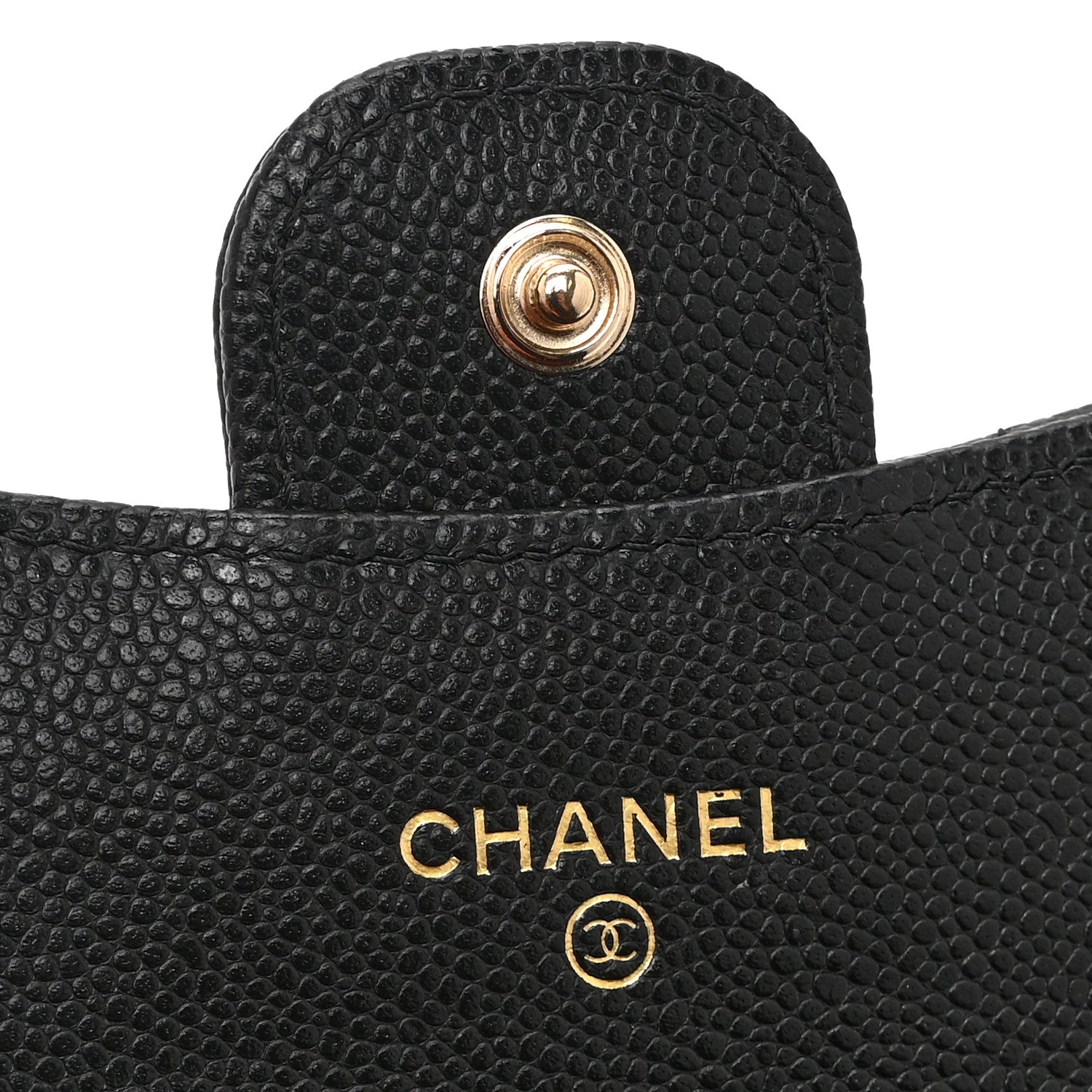 Caviar Quilted Flap Card Holder Wallet Black