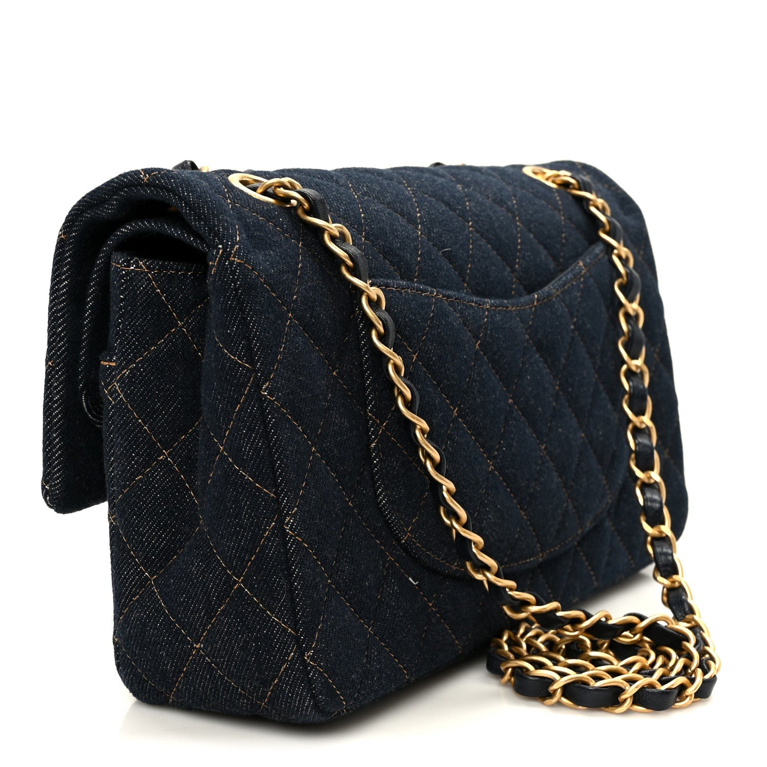 Chanel Denim Quilted Medium Double Flap Dark Blue