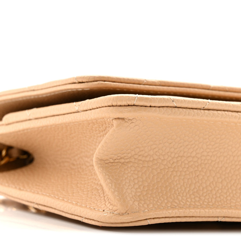 Chanel Caviar Quilted Wallet on Chain WOC Beige