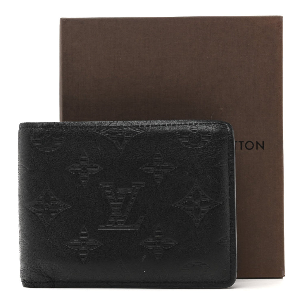 Louis Vuitton Calfskin Monogram Shadow Multiple Wallet Black
