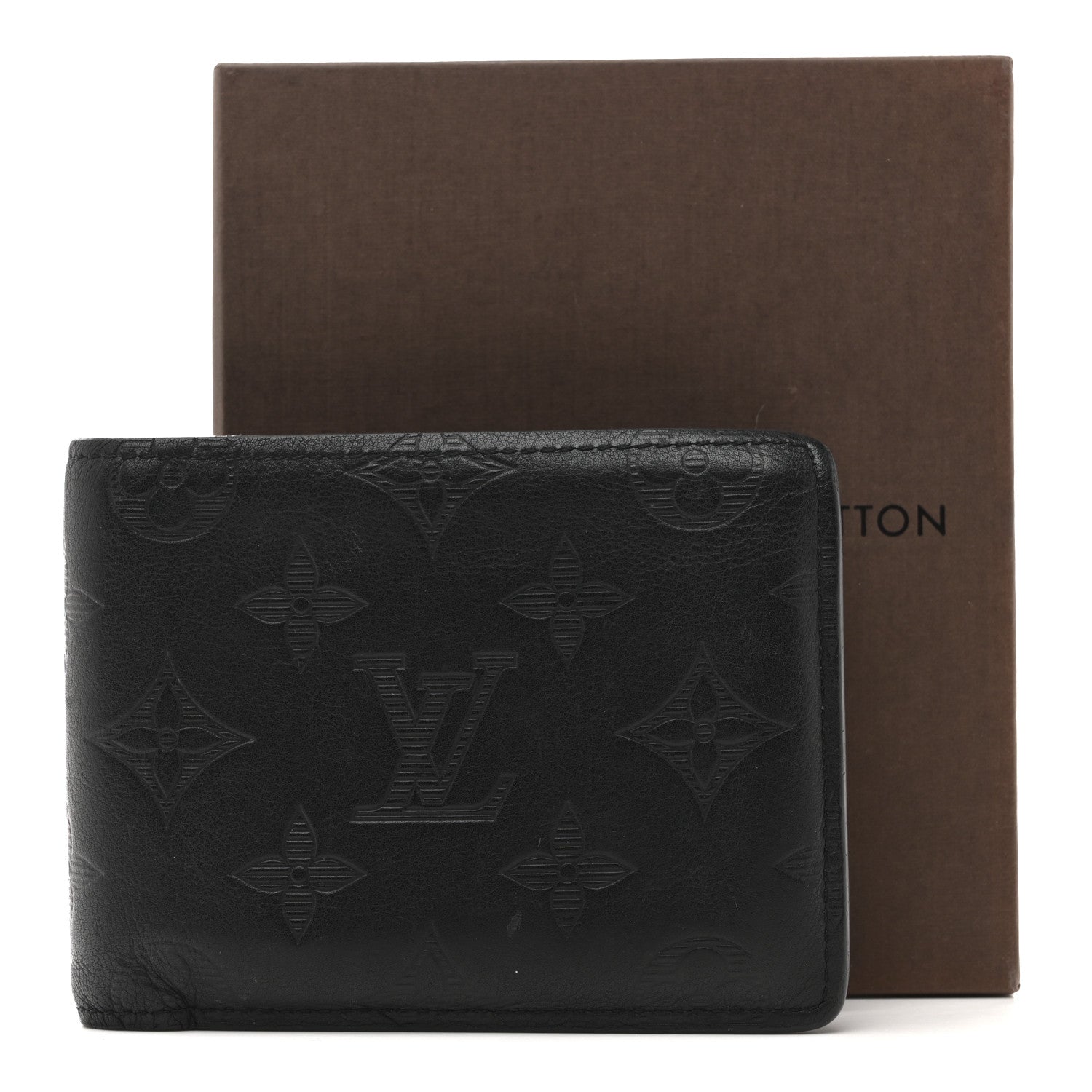 Louis Vuitton Calfskin Monogram Shadow Multiple Wallet Black