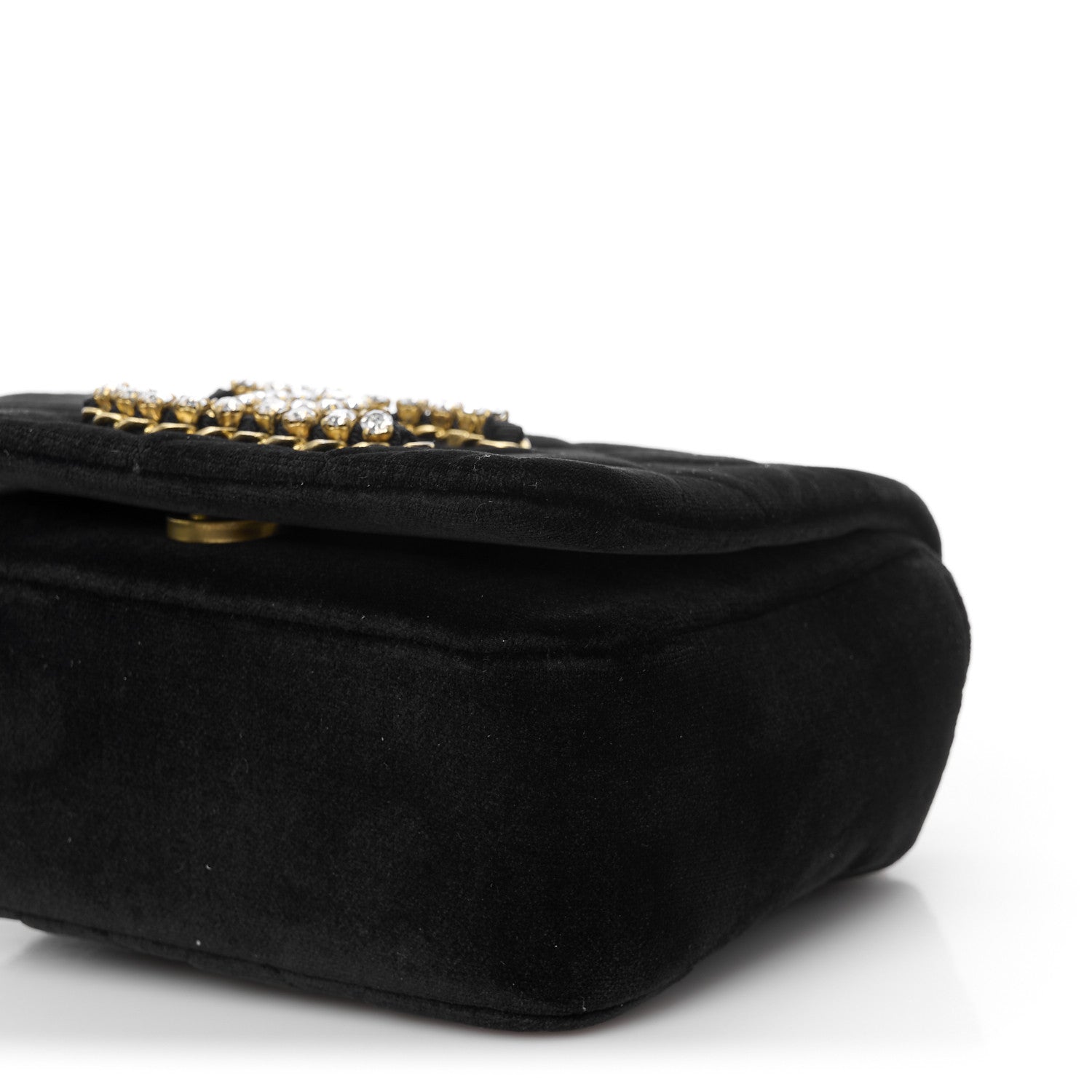 Chanel Velvet Quilted Crystal CC Mini Flap Black