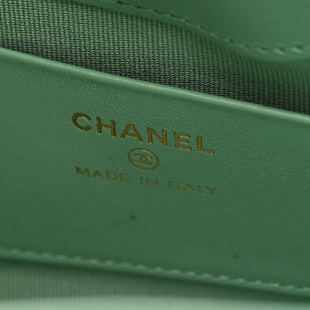 Chanel Shiny Lambskin Quilted Nano 31 Shopping Bag Green