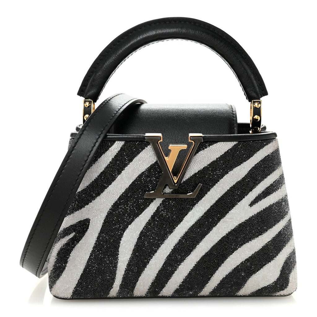 Louis Vuitton Swarovski Calfskin Capucines Mini Zebra