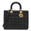 Christian Dior Lambskin Cannage Large Lady Dior Black