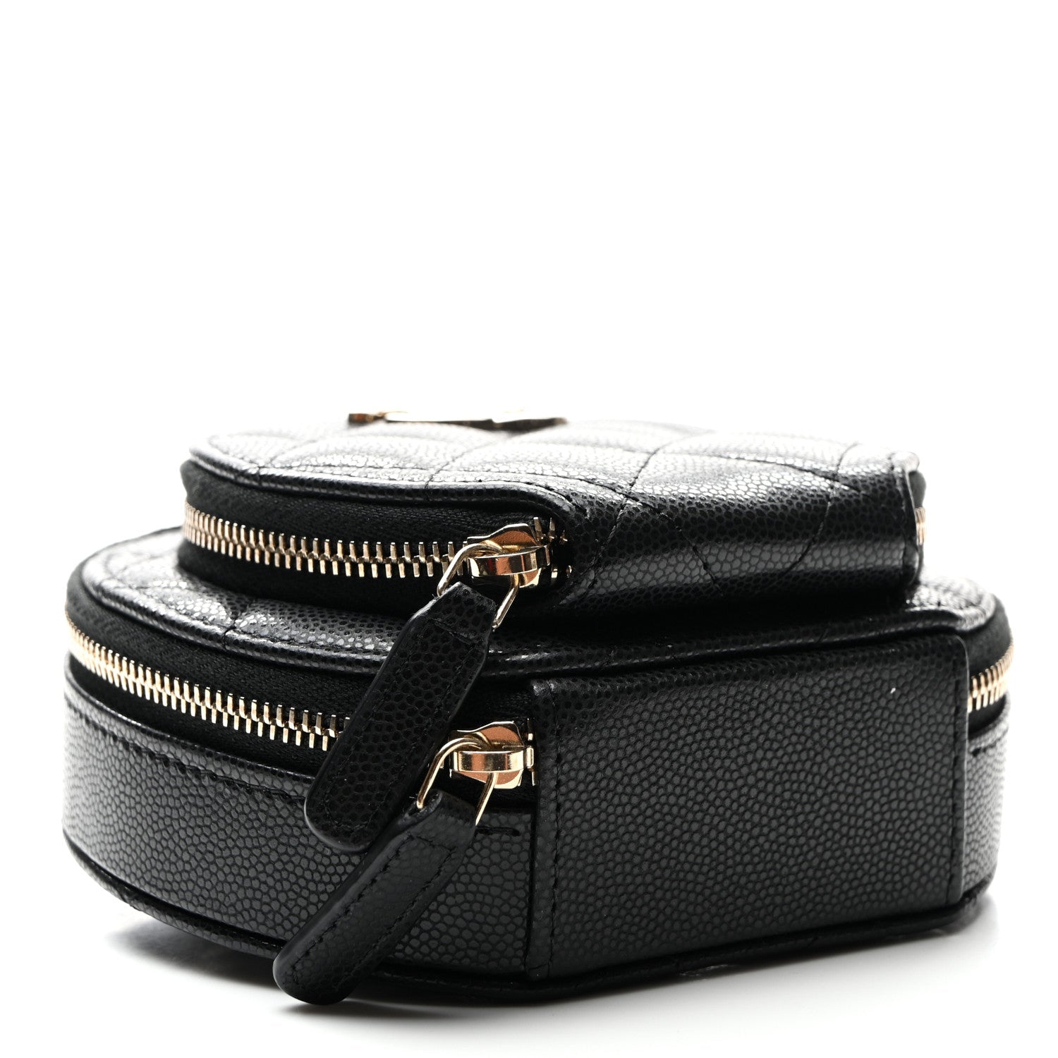 Chanel Caviar Quilted Round Coco Clutch With Chain Black