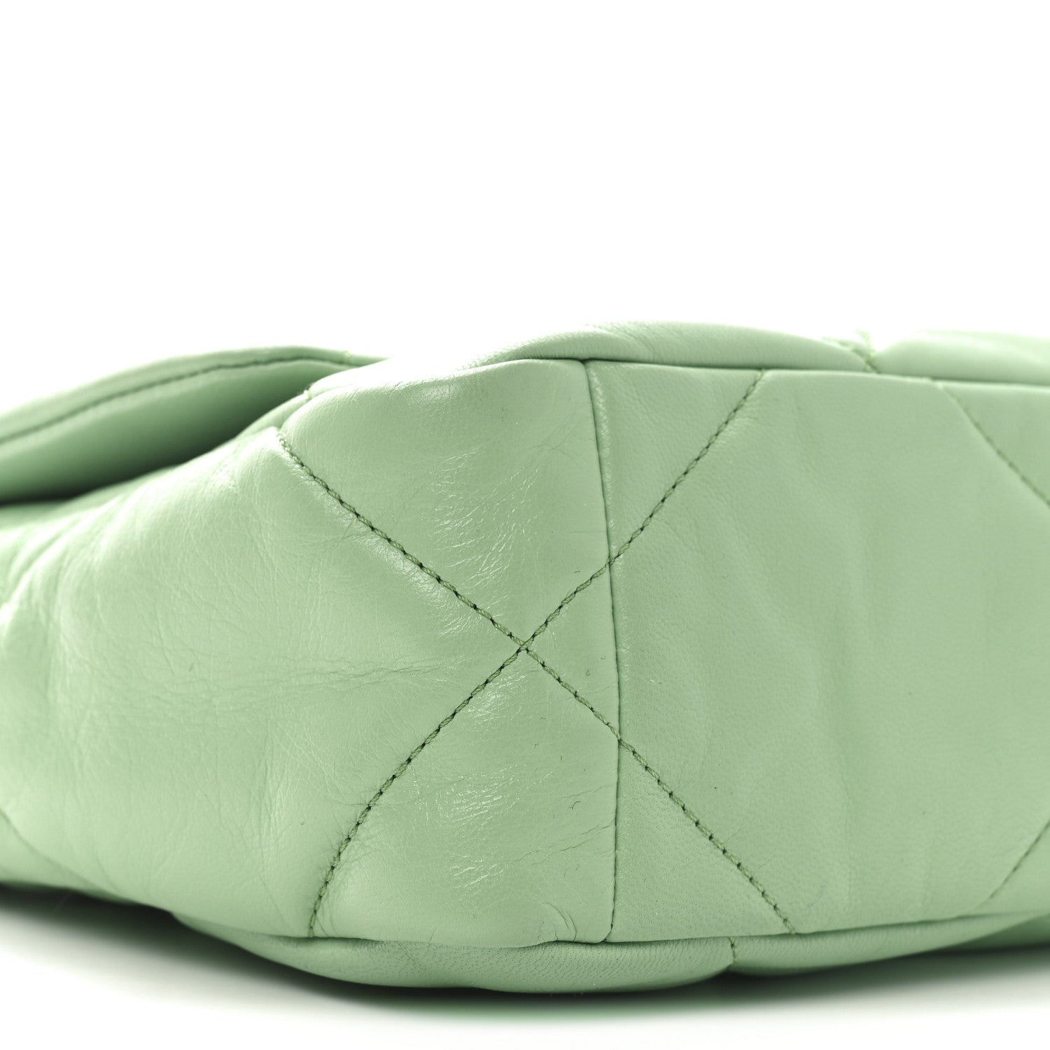 Chanel Goatskin Quilted Medium Chanel 19 Flap Light Green