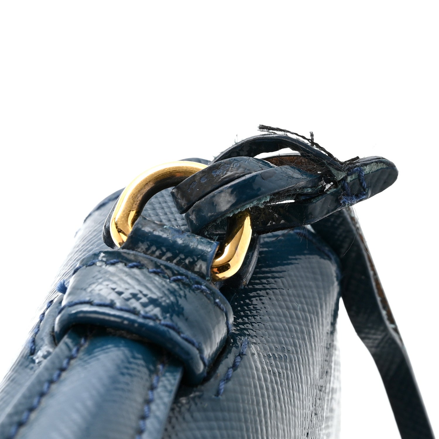 Prada Saffiano Vernice Lock Flap Chain Bag Azzurro