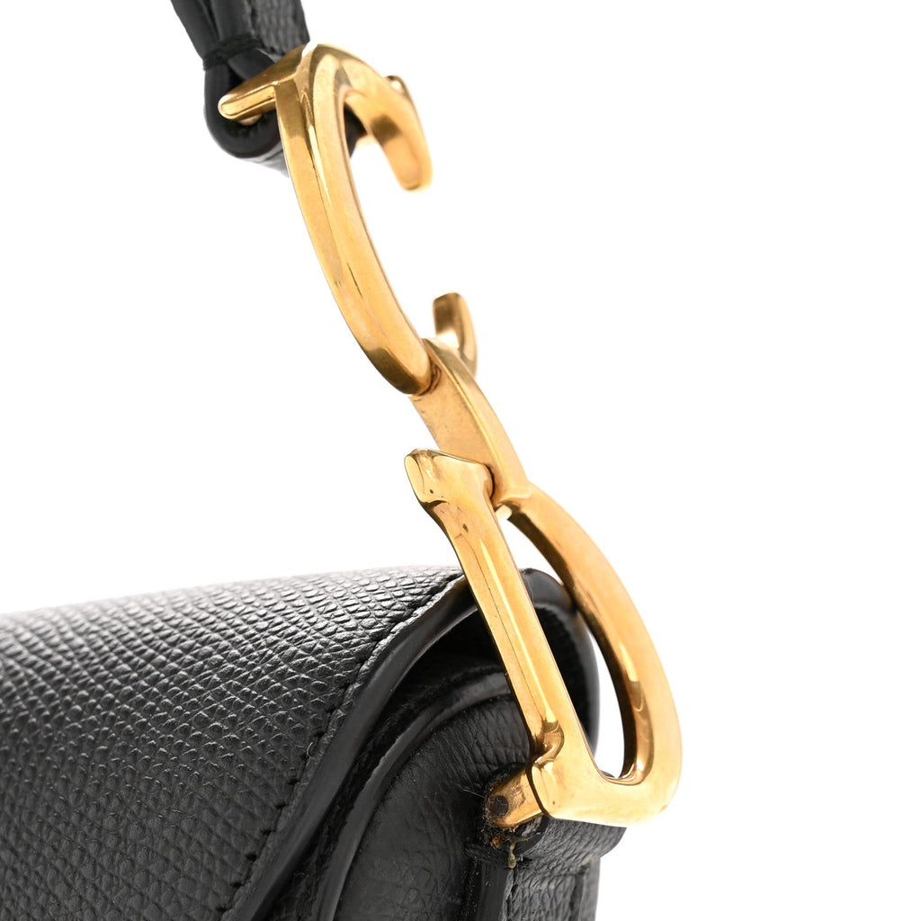Christian Dior Grained Calfskin Mini Saddle Bag Black