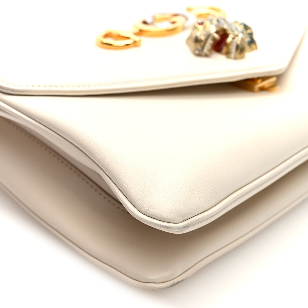 Gucci Vitello Palmellato Lux Crystal Medium Rajah Shoulder Bag Mystic White Multicolor