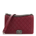 Chanel Calfskin Quilted Double Stitch New Medium Boy Flap Burgundy