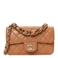 Chanel Shiny Lambskin Quilted Mini Flap Brown