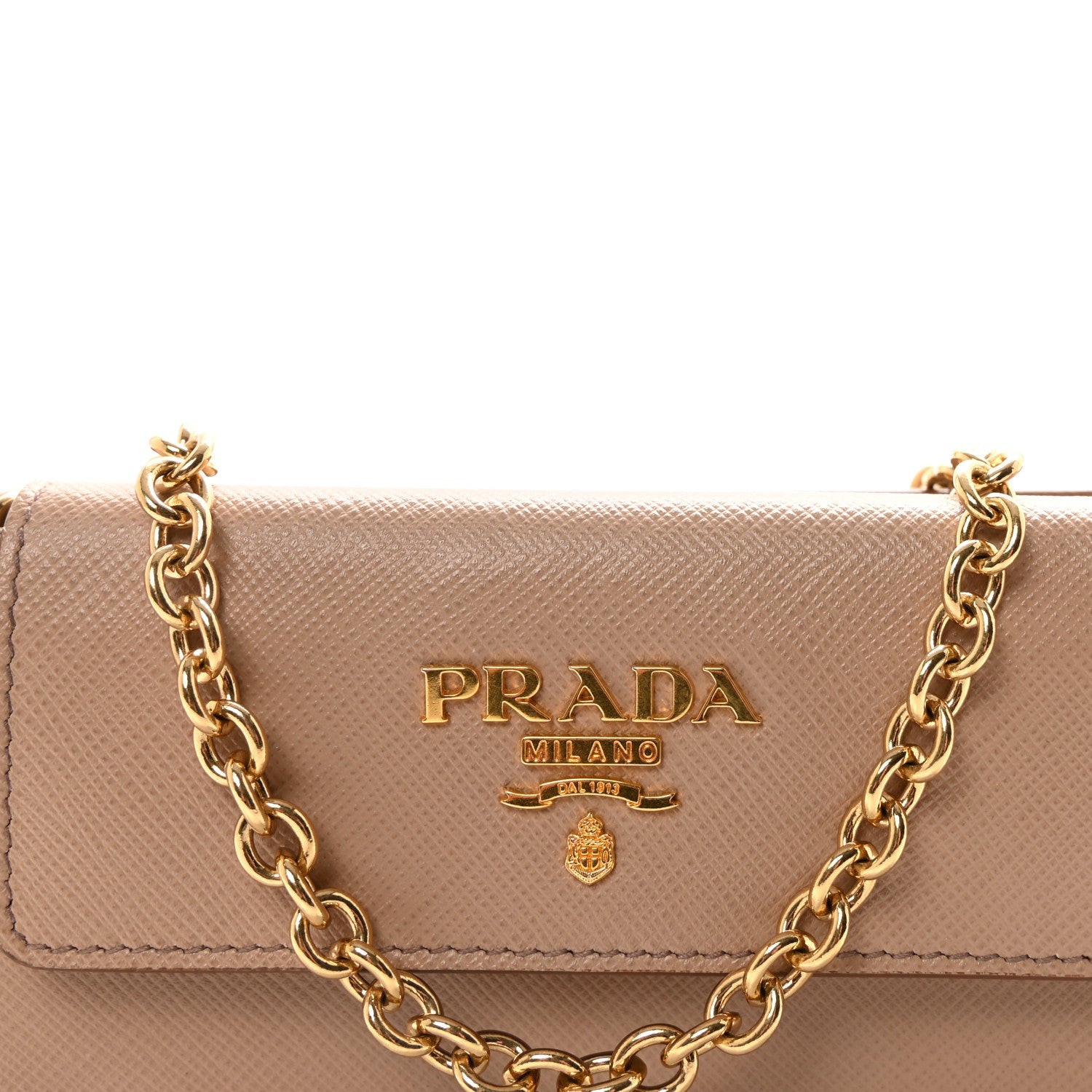 Prada Saffiano Chain Wallet Cammeo